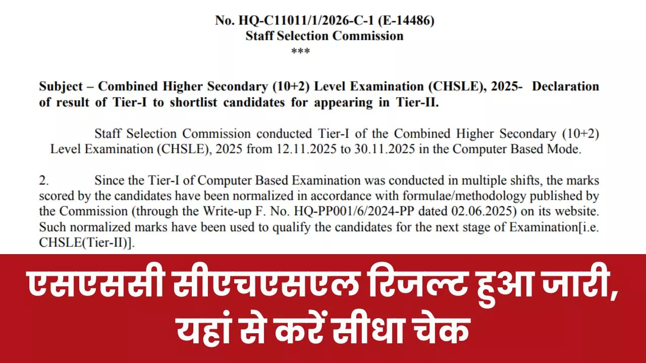 SSC CHSL Result 2026